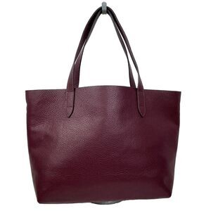 NWOT Cuyana Burgundy Purple Full Pebbled Leather Structured Tote Bag Open Top